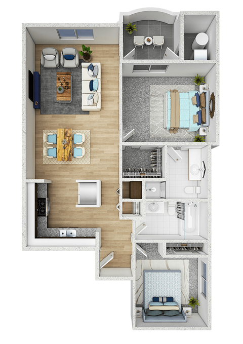 a floor plan of a house with a bedroom and a living room